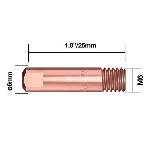 Parweld BZL Contact Tips Everyday BZL ECO1527-06 Contact Tip 0.023" - 0.6mm M6 Binzel Type