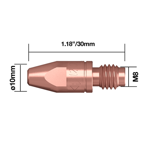 Parweld BZL Contact Tips Everyday BZL ECO4014-10 Contact Tip 0.040" - 1.0mm M8 Binzel Type