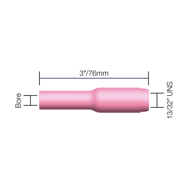 Parweld Ceramics TIG Long Ceramic Cup- 3/8"/10 mm WP17/18/26 Pk10