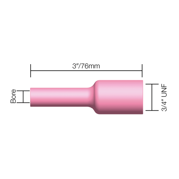 Parweld Ceramics TIG Long Gas Lens Ceramic Cup- 7/16"/11 mm WP17/18/26 Pk10