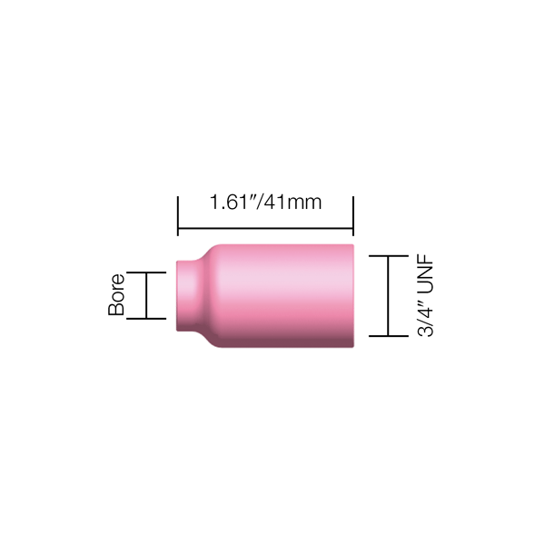 Parweld Ceramics TIG Standard Gas Lens Cup- 1/2"/13 mm WP17/18/26 Pk10