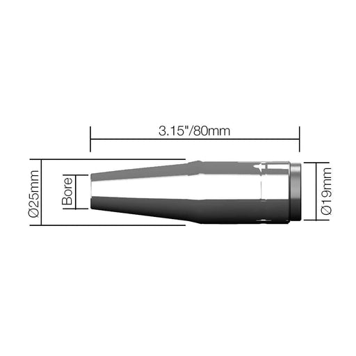 Parweld XP8 Nozzles XP8 Long Tapered Nozzle3/8" - 10mm XP2002-10T