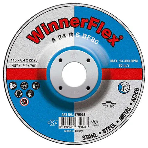 josephfirth Ltd WinnerFlex Depressed Centre Grinding Discs - Pack of 10 115mm x 6.0mm