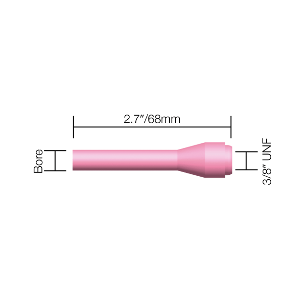 Parweld Ceramics TIG Extra Long Ceramic Cup- 3/8"/10 mm WP9/20