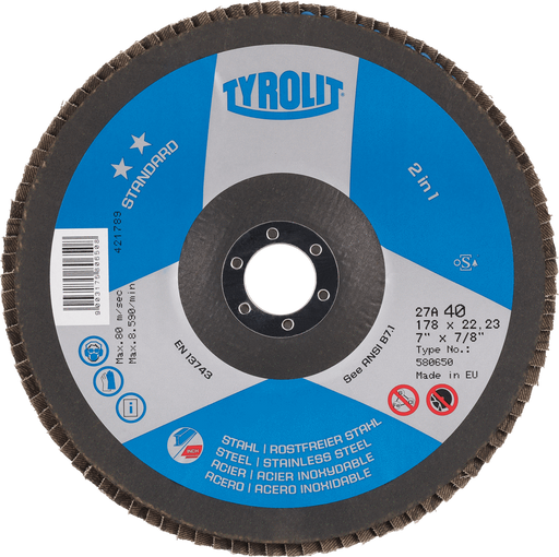 Tyrolit Flap Disc Tyrolit Flap Disc 115x22.23 x 80G Std** 27A Pk10